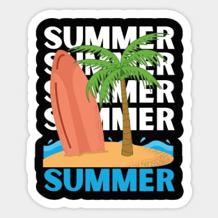 Hello summer sunset Beach summertime Adventure travel lover palm tree sun Sticker